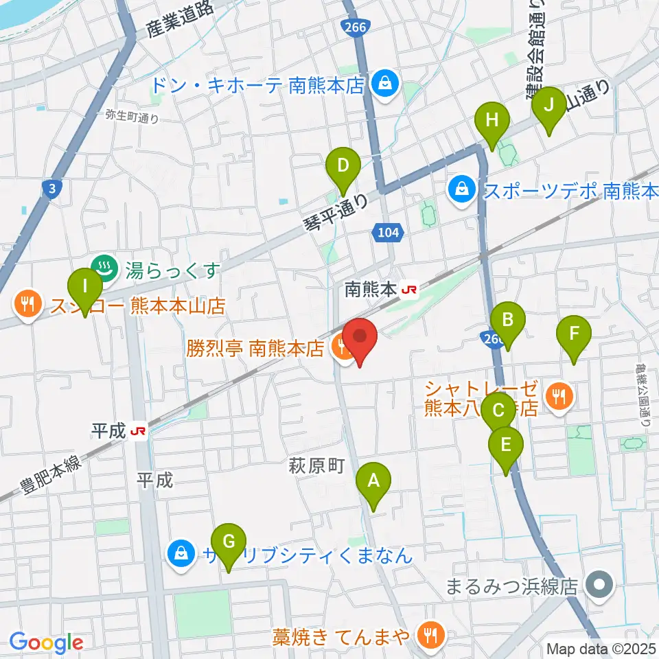 大谷楽器 南熊本教室周辺のコンビニエンスストア一覧地図