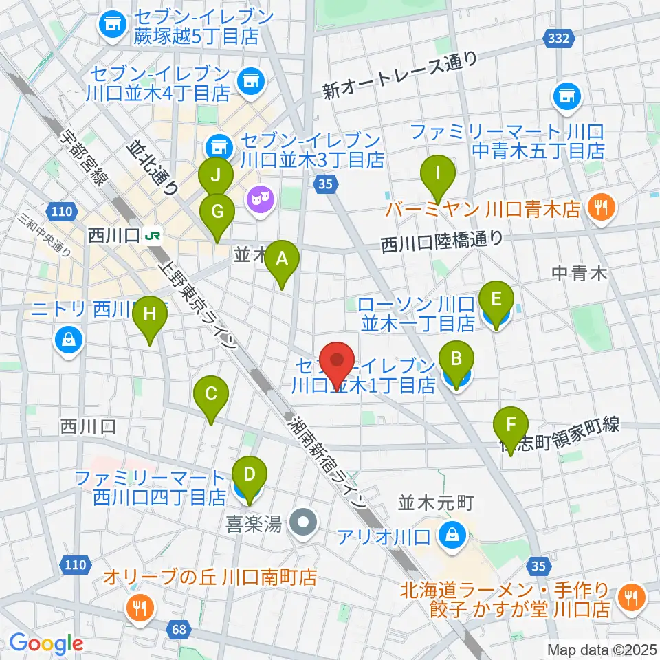 ワゴムスタジオ周辺のコンビニエンスストア一覧地図