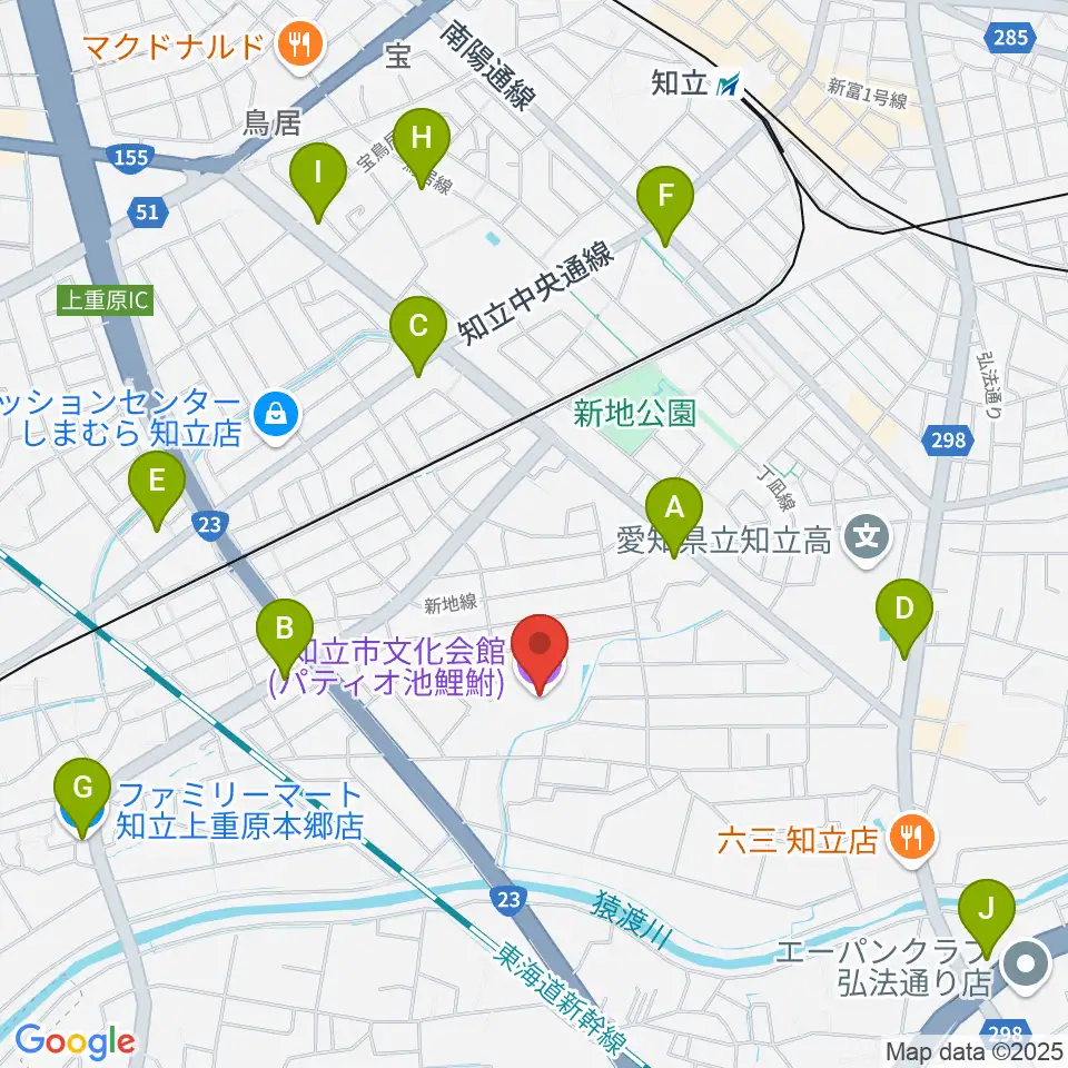 知立市文化会館 パティオ池鯉鮒周辺のコンビニエンスストア一覧地図