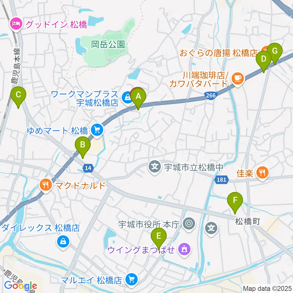 大谷楽器 松橋教室周辺のコンビニエンスストア一覧地図