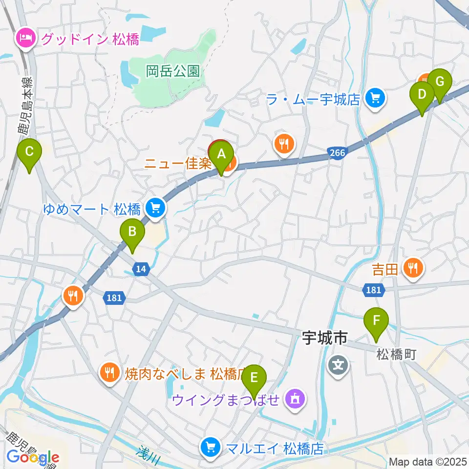 大谷楽器 松橋教室周辺のコンビニエンスストア一覧地図
