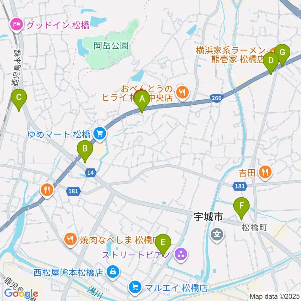 大谷楽器 松橋教室周辺のコンビニエンスストア一覧地図