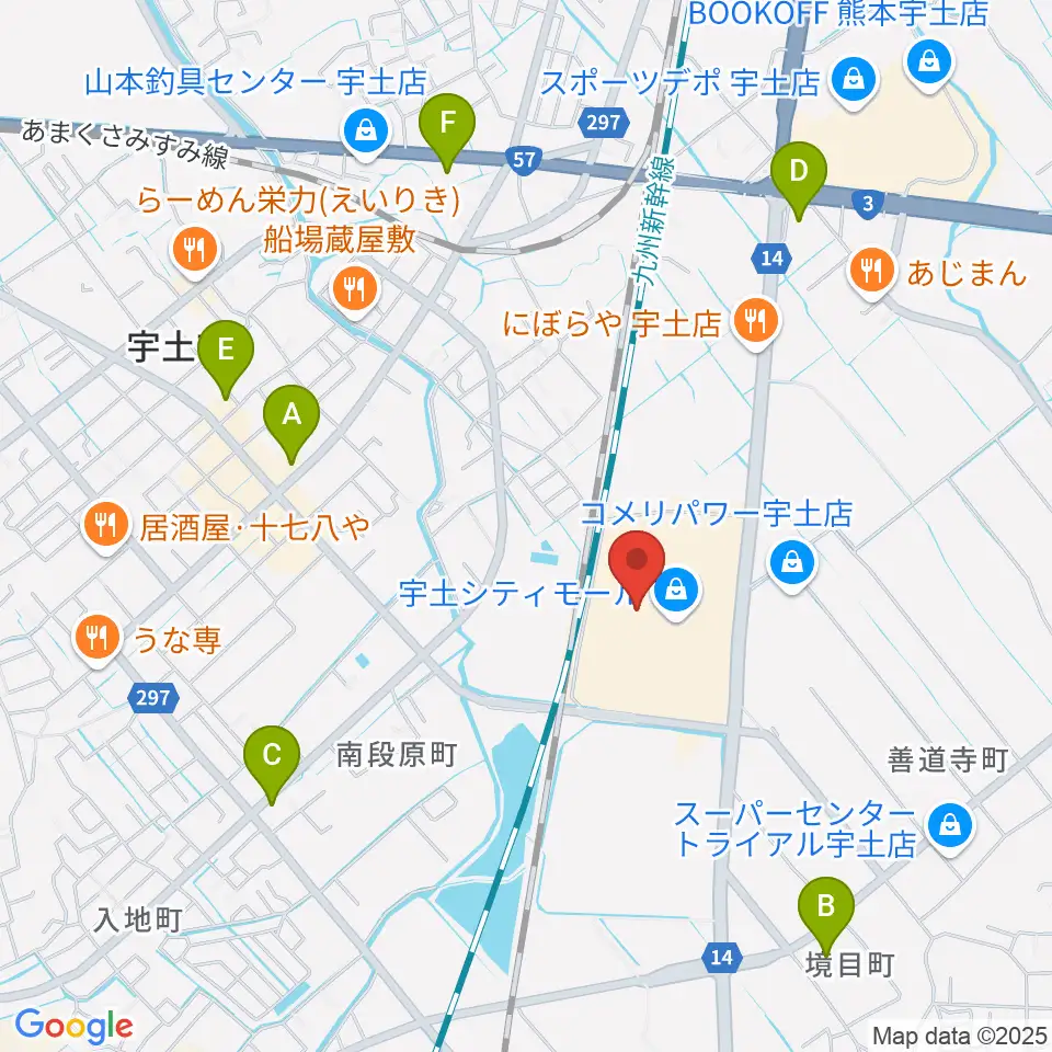 大谷楽器 宇土シティ教室周辺のコンビニエンスストア一覧地図