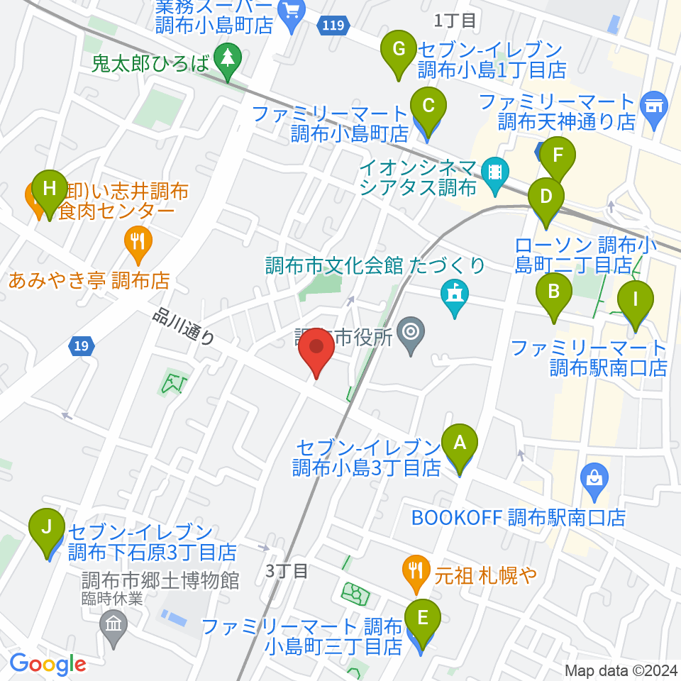 調布BerryMusic周辺のコンビニエンスストア一覧地図