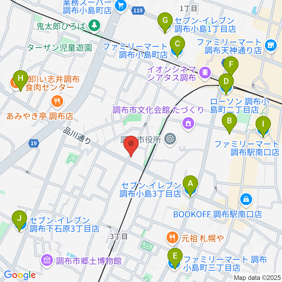 調布BerryMusic周辺のコンビニエンスストア一覧地図