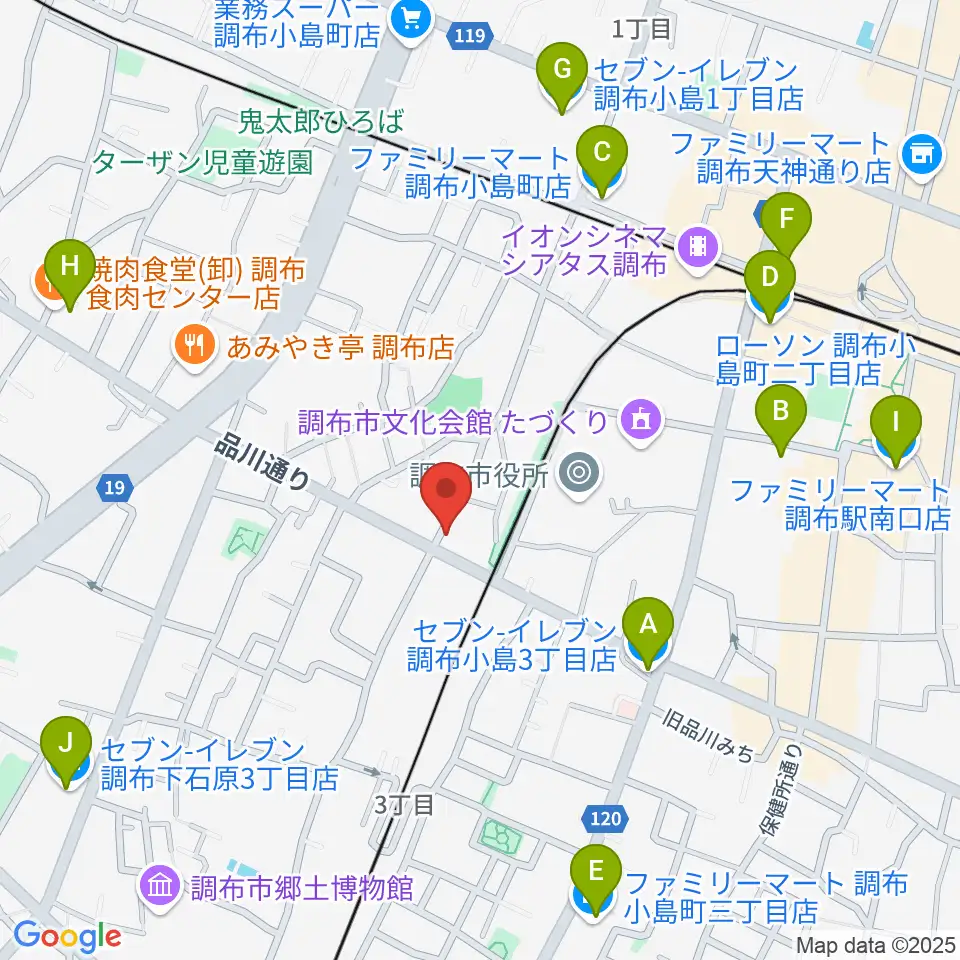 調布BerryMusic周辺のコンビニエンスストア一覧地図