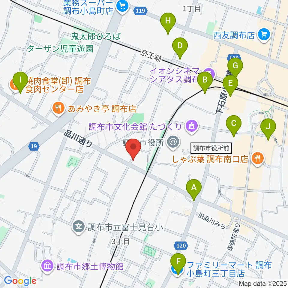 調布BerryMusic周辺のコンビニエンスストア一覧地図