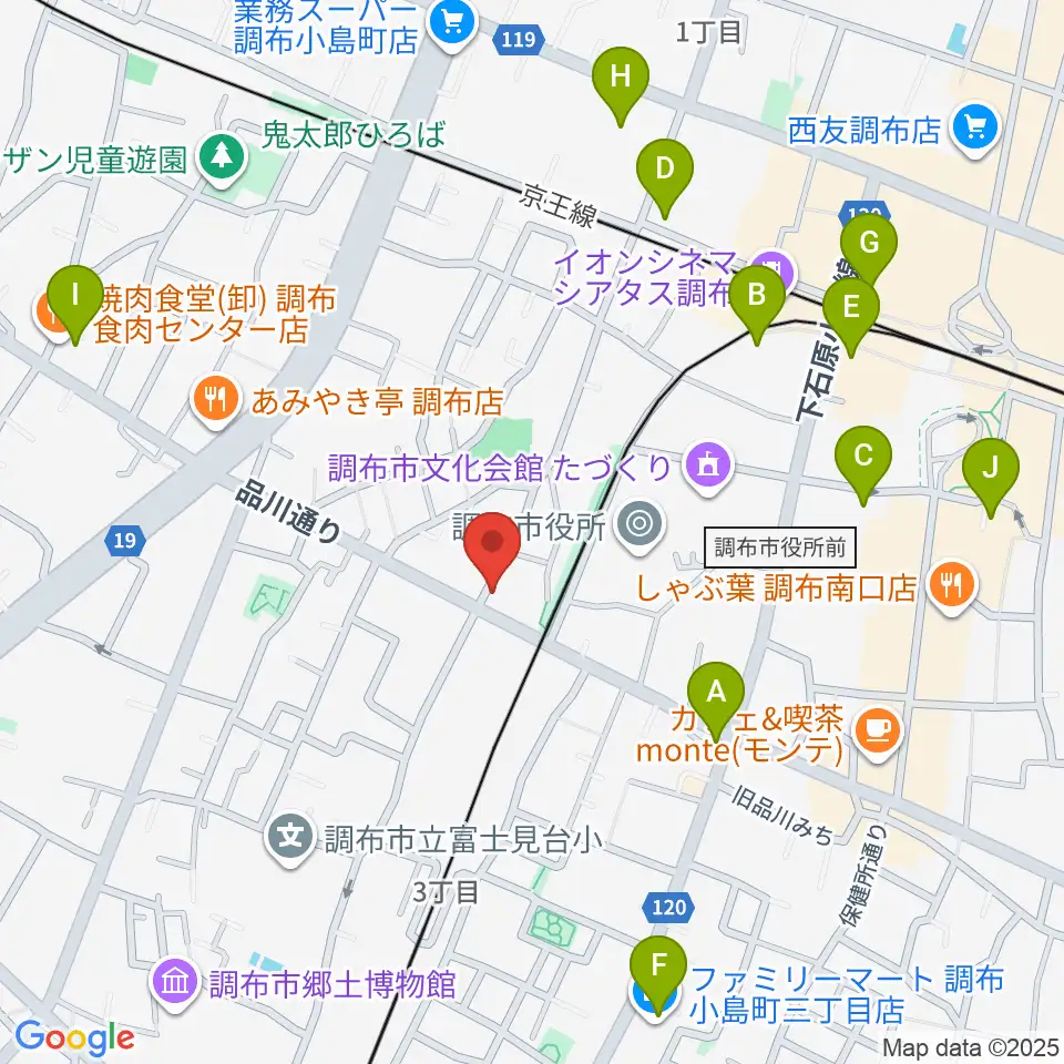 調布BerryMusic周辺のコンビニエンスストア一覧地図