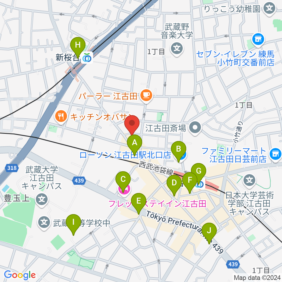 ロックンバナナ1スタジオ周辺のコンビニエンスストア一覧地図