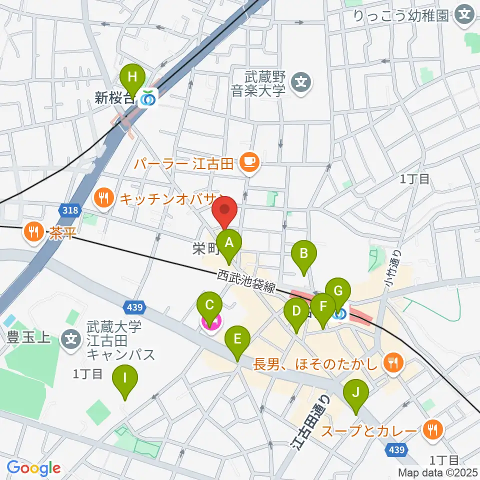 ロックンバナナ1スタジオ周辺のコンビニエンスストア一覧地図