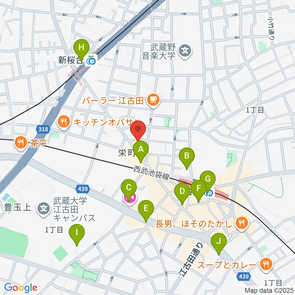 ロックンバナナ1スタジオ周辺のコンビニエンスストア一覧地図