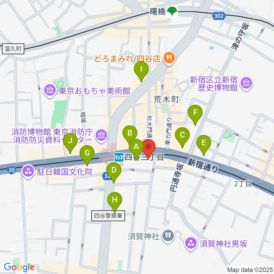 四谷ロータス周辺のコンビニエンスストア一覧地図
