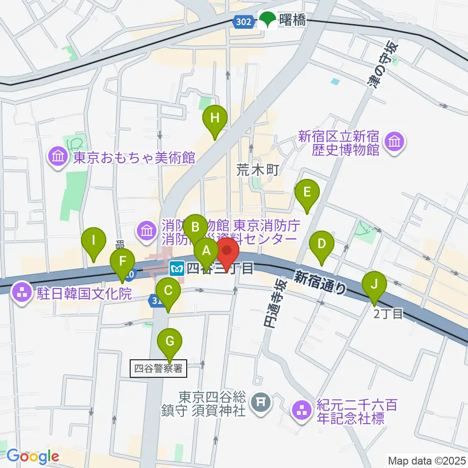 四谷ロータス周辺のコンビニエンスストア一覧地図