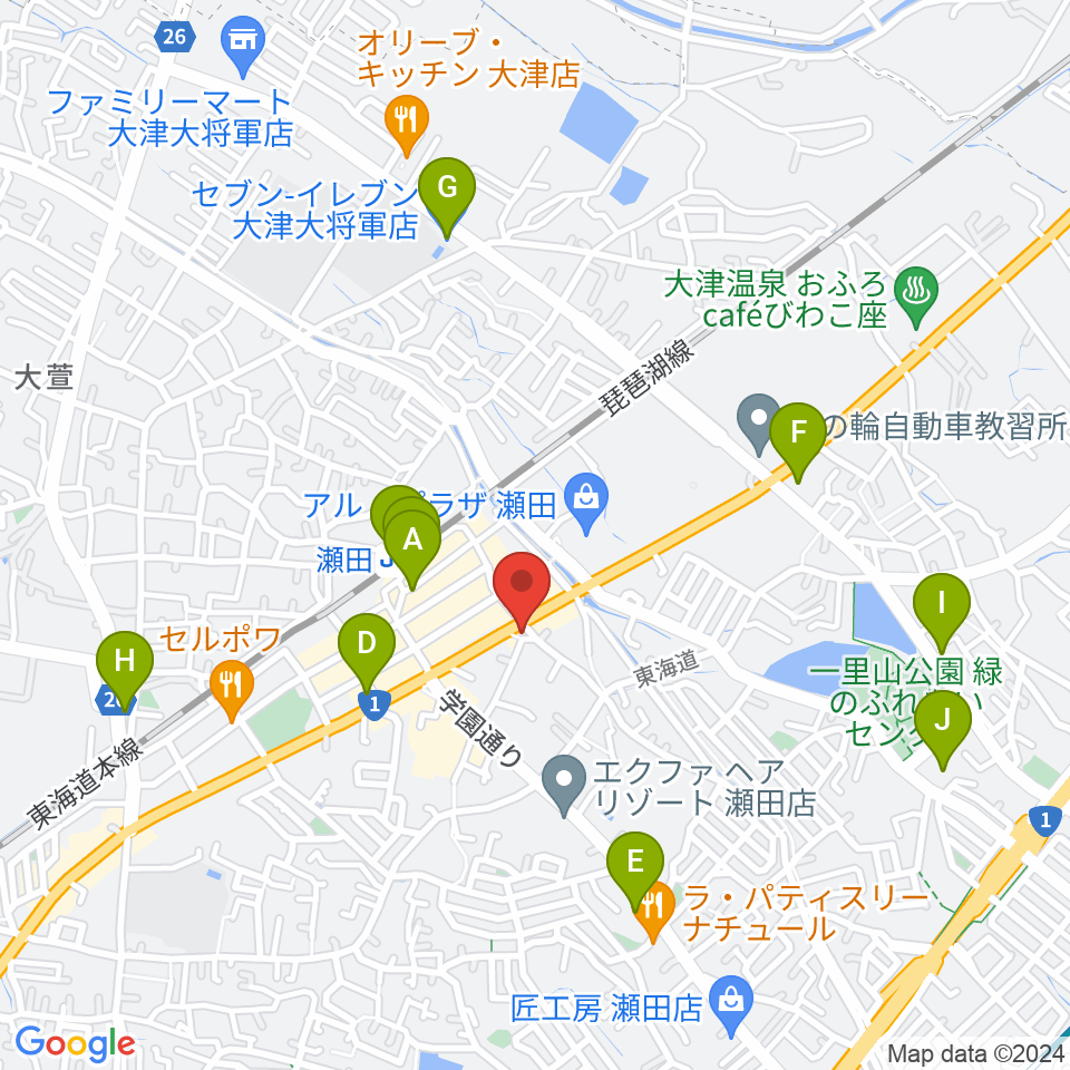 ロマン楽器 瀬田ショップ周辺のコンビニエンスストア一覧地図