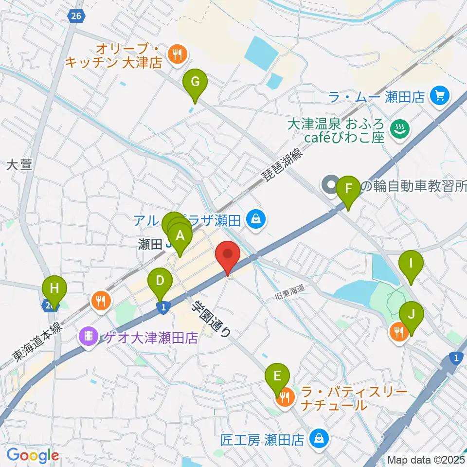ロマン楽器 瀬田ショップ周辺のコンビニエンスストア一覧地図
