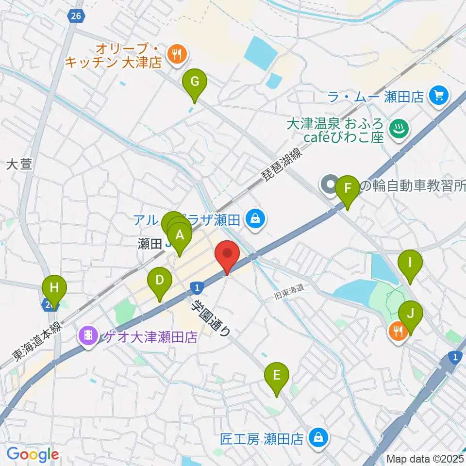ロマン楽器 瀬田ショップ周辺のコンビニエンスストア一覧地図