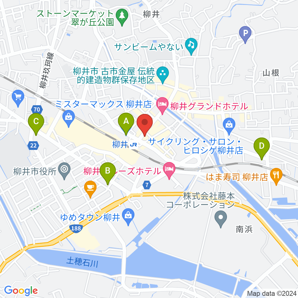 ふちだ楽器店 柳井音楽センター周辺のコンビニエンスストア一覧地図