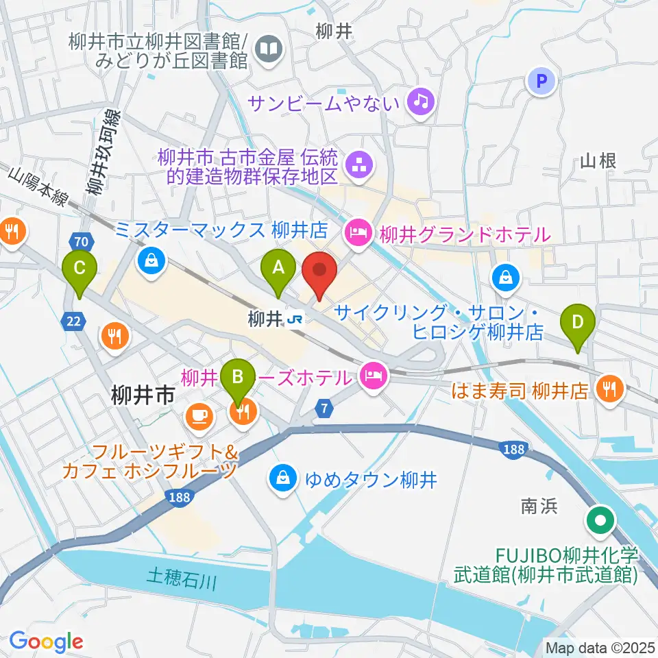 ふちだ楽器店 柳井音楽センター周辺のコンビニエンスストア一覧地図