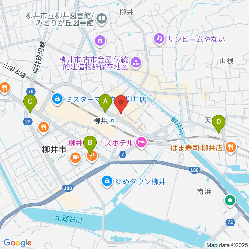 ふちだ楽器店 柳井音楽センター周辺のコンビニエンスストア一覧地図