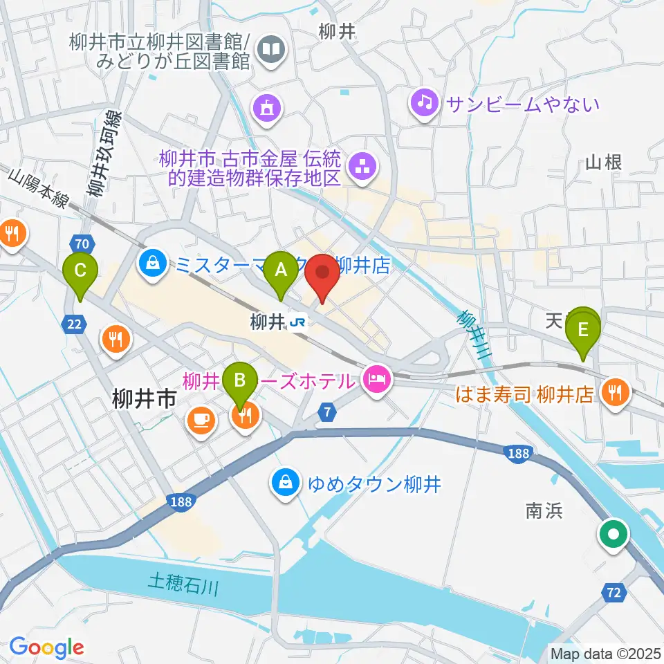 ふちだ楽器店 柳井音楽センター周辺のコンビニエンスストア一覧地図