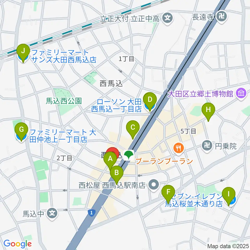 ライフコミュニティ西馬込 音楽スタジオ周辺のコンビニエンスストア一覧地図