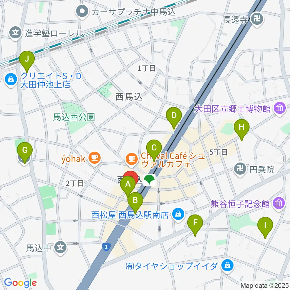 ライフコミュニティ西馬込 音楽スタジオ周辺のコンビニエンスストア一覧地図
