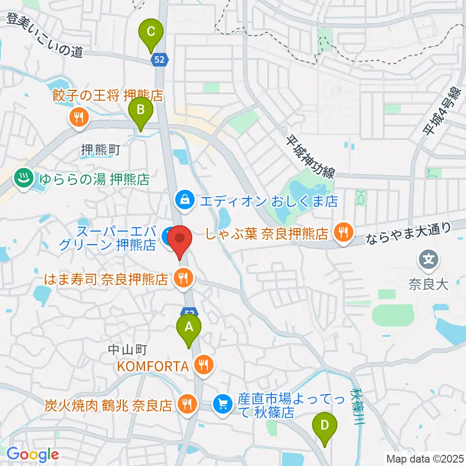 天理楽器 奈良店周辺のコンビニエンスストア一覧地図