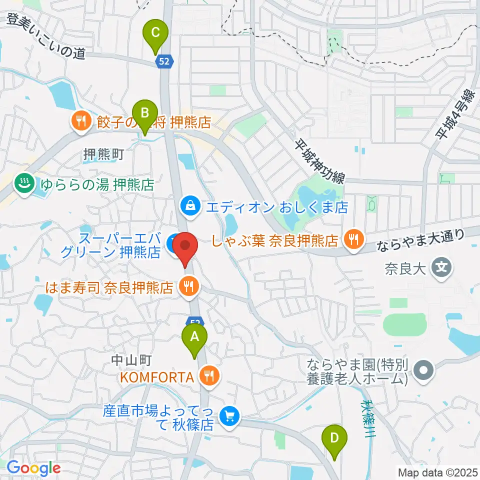 天理楽器 奈良店周辺のコンビニエンスストア一覧地図