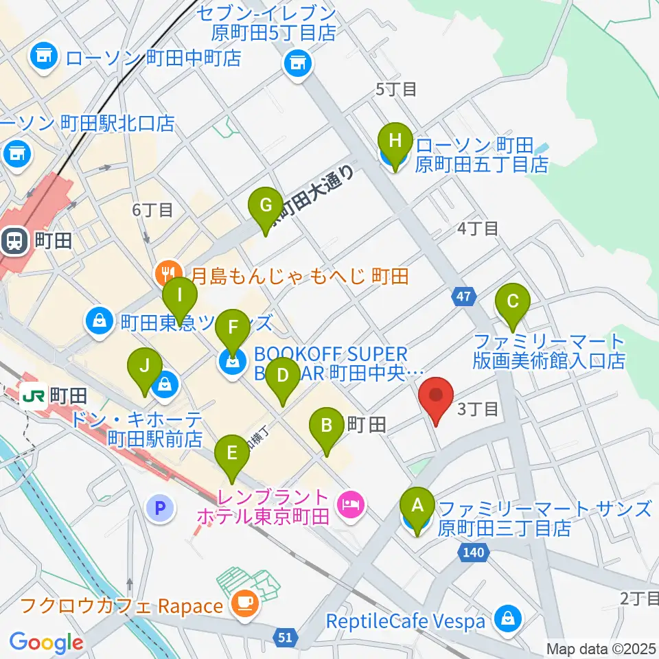 町田ミュージックサロンフォーボイス周辺のコンビニエンスストア一覧地図