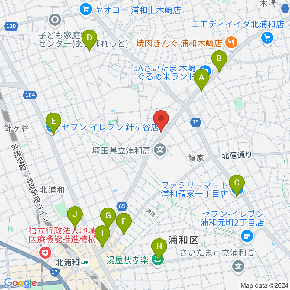 柏屋楽器 領家ミュージックセンター周辺のコンビニエンスストア一覧地図