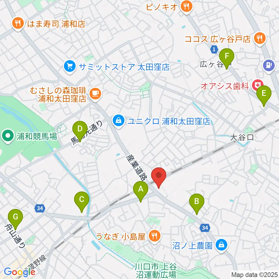 柏屋楽器 ミュージックサロン浦和南周辺のコンビニエンスストア一覧地図