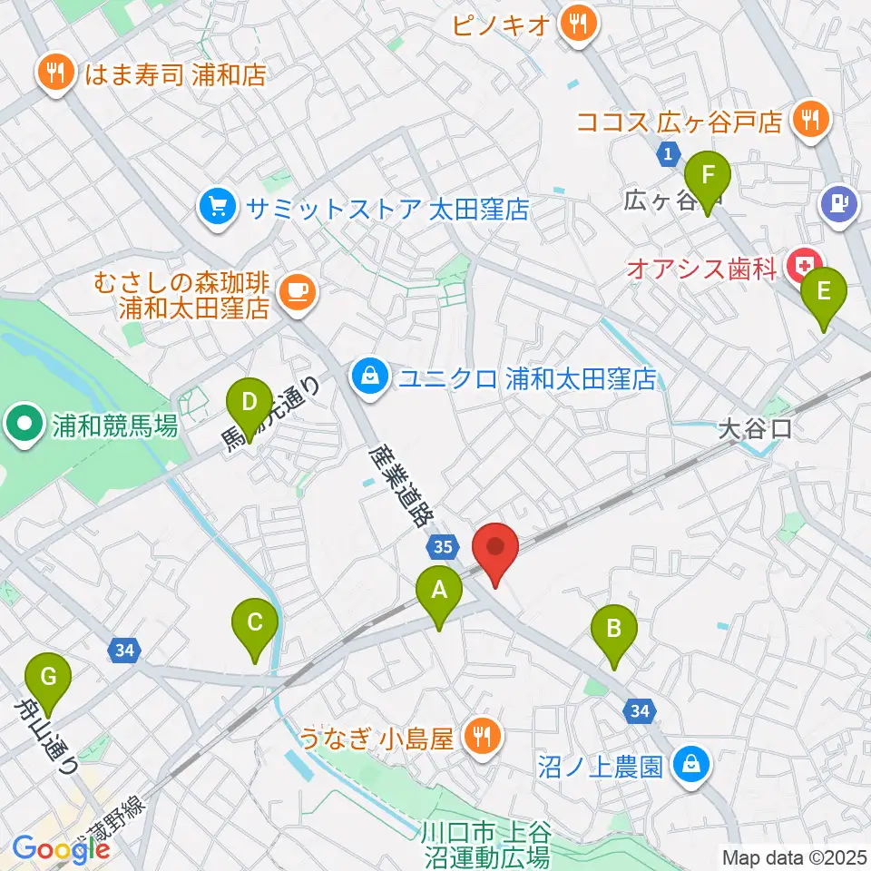 柏屋楽器 ミュージックサロン浦和南周辺のコンビニエンスストア一覧地図