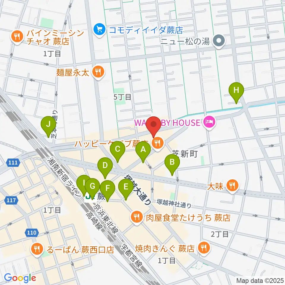 柏屋楽器 蕨ミュージックセンター周辺のコンビニエンスストア一覧地図