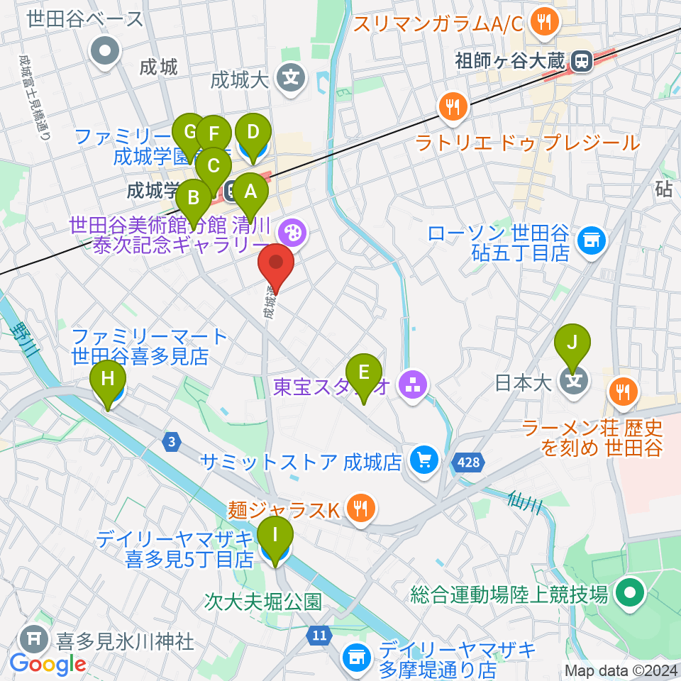 成城F*GICCO周辺のコンビニエンスストア一覧地図