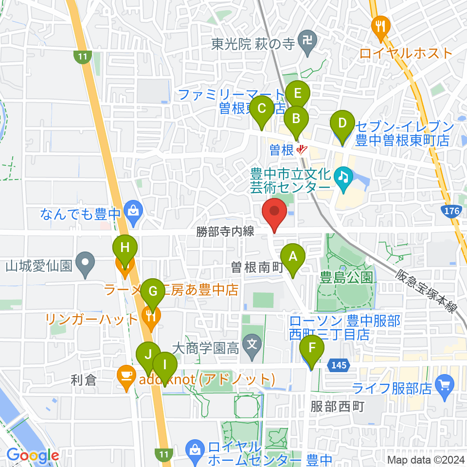 曽根ライブカフェアレサ周辺のコンビニエンスストア一覧地図