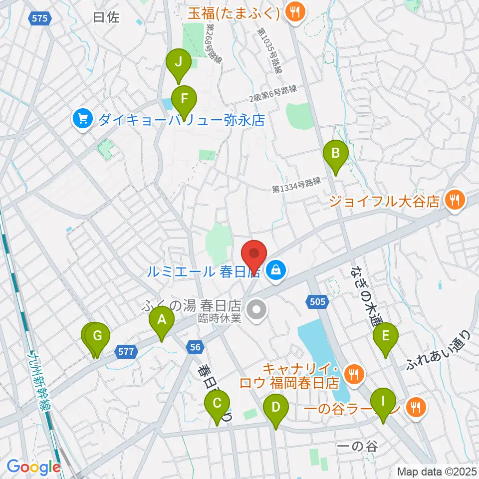 フカノ楽器店 春日ピアノ教室周辺のコンビニエンスストア一覧地図
