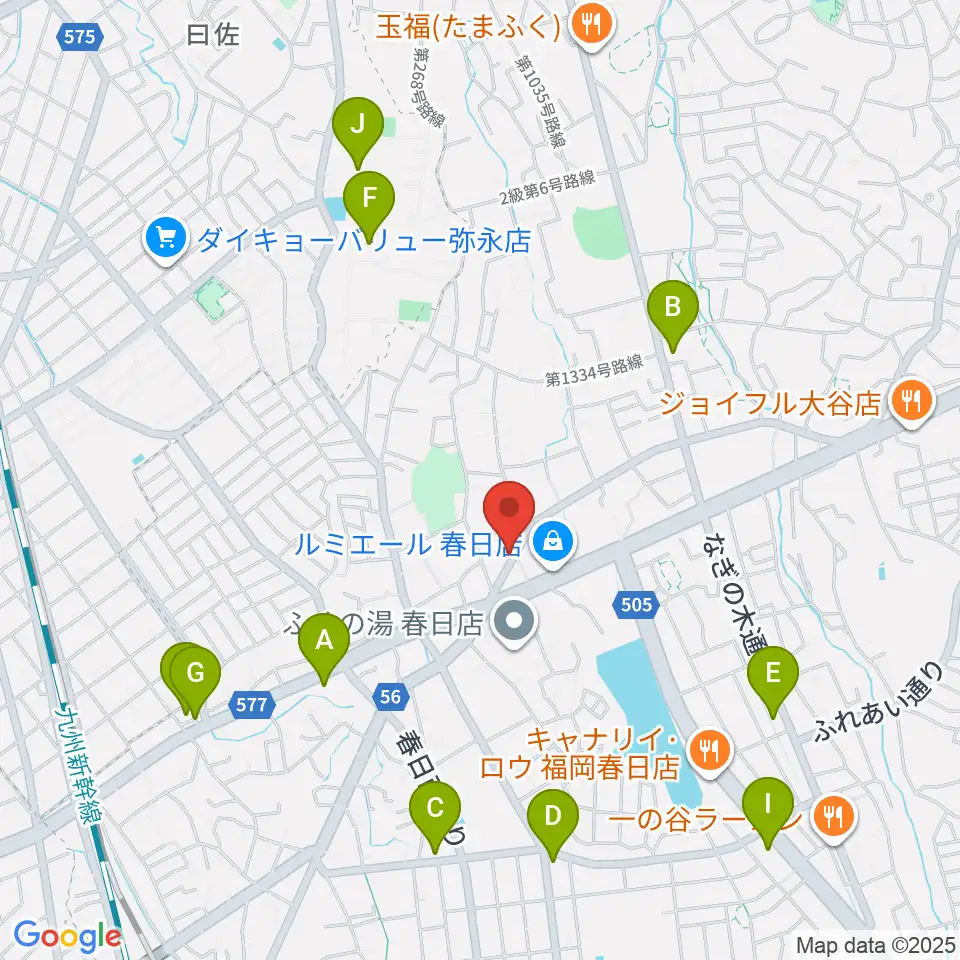 フカノ楽器店 春日ピアノ教室周辺のコンビニエンスストア一覧地図
