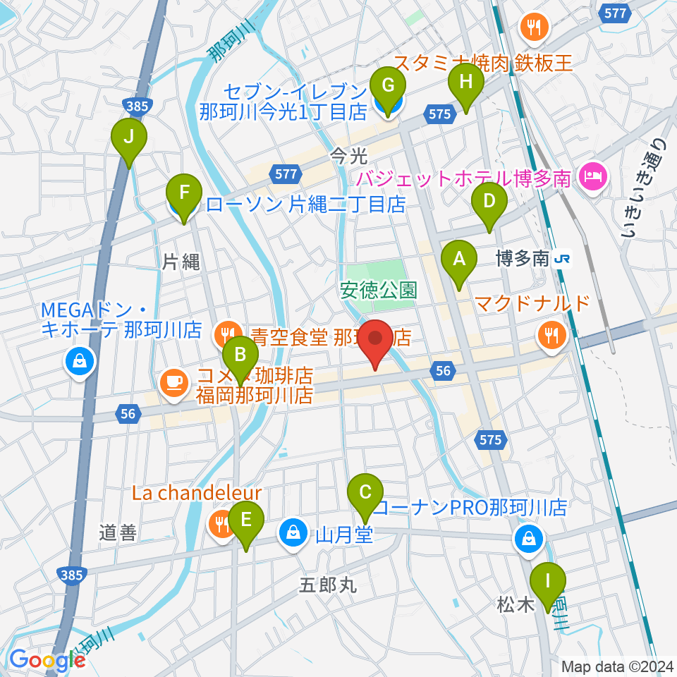 フカノ楽器店 那珂川ピアノ教室周辺のコンビニエンスストア一覧地図