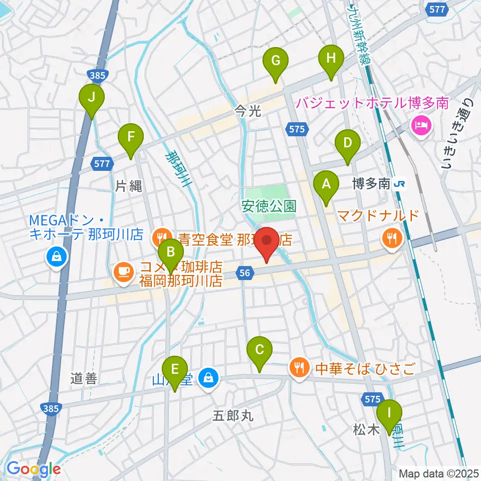 フカノ楽器店 那珂川ピアノ教室周辺のコンビニエンスストア一覧地図