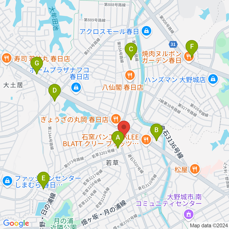 フカノ楽器店 大野城南ピアノ教室周辺のコンビニエンスストア一覧地図