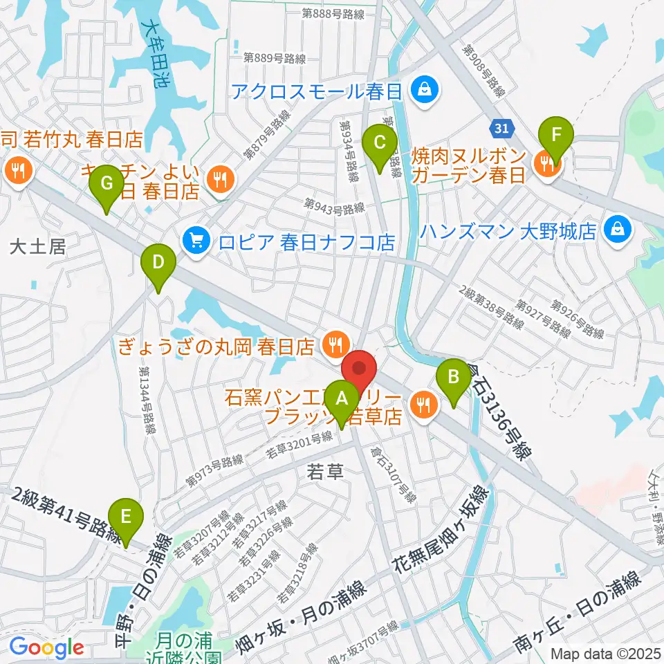 フカノ楽器店 大野城南ピアノ教室周辺のコンビニエンスストア一覧地図