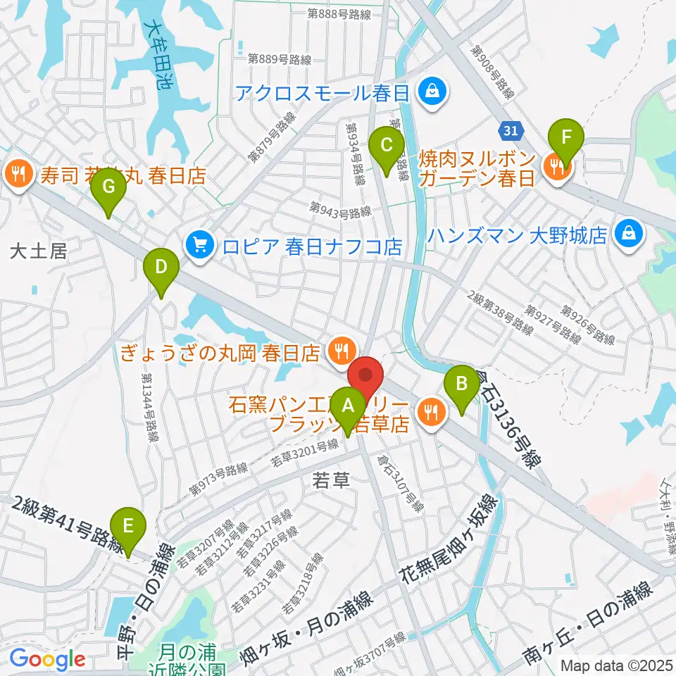フカノ楽器店 大野城南ピアノ教室周辺のコンビニエンスストア一覧地図