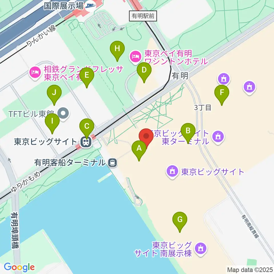 東京ビッグサイト 東京国際展示場周辺のコンビニエンスストア一覧地図