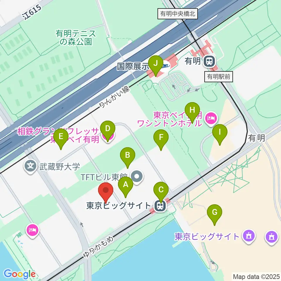 TFTホール周辺のコンビニエンスストア一覧地図