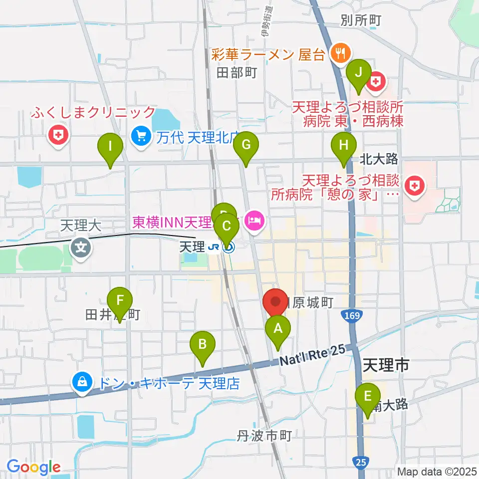天理市民会館 やまのべホール周辺のコンビニエンスストア一覧地図