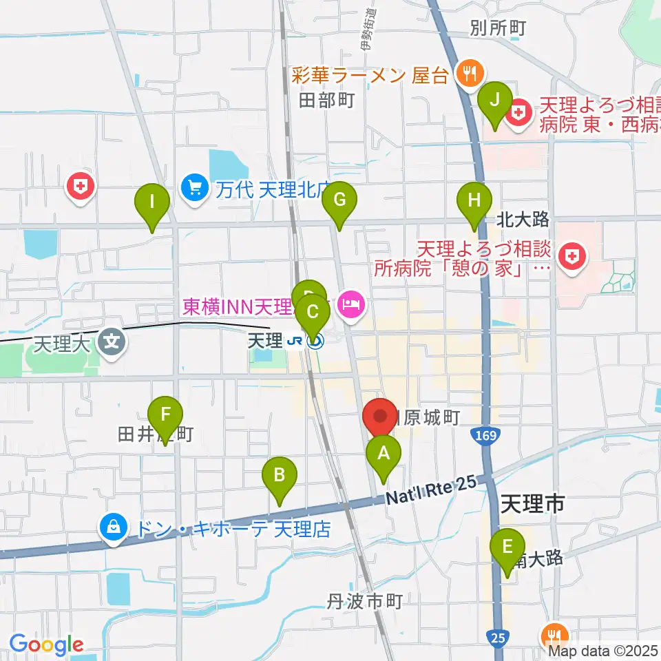 天理市民会館 やまのべホール周辺のコンビニエンスストア一覧地図