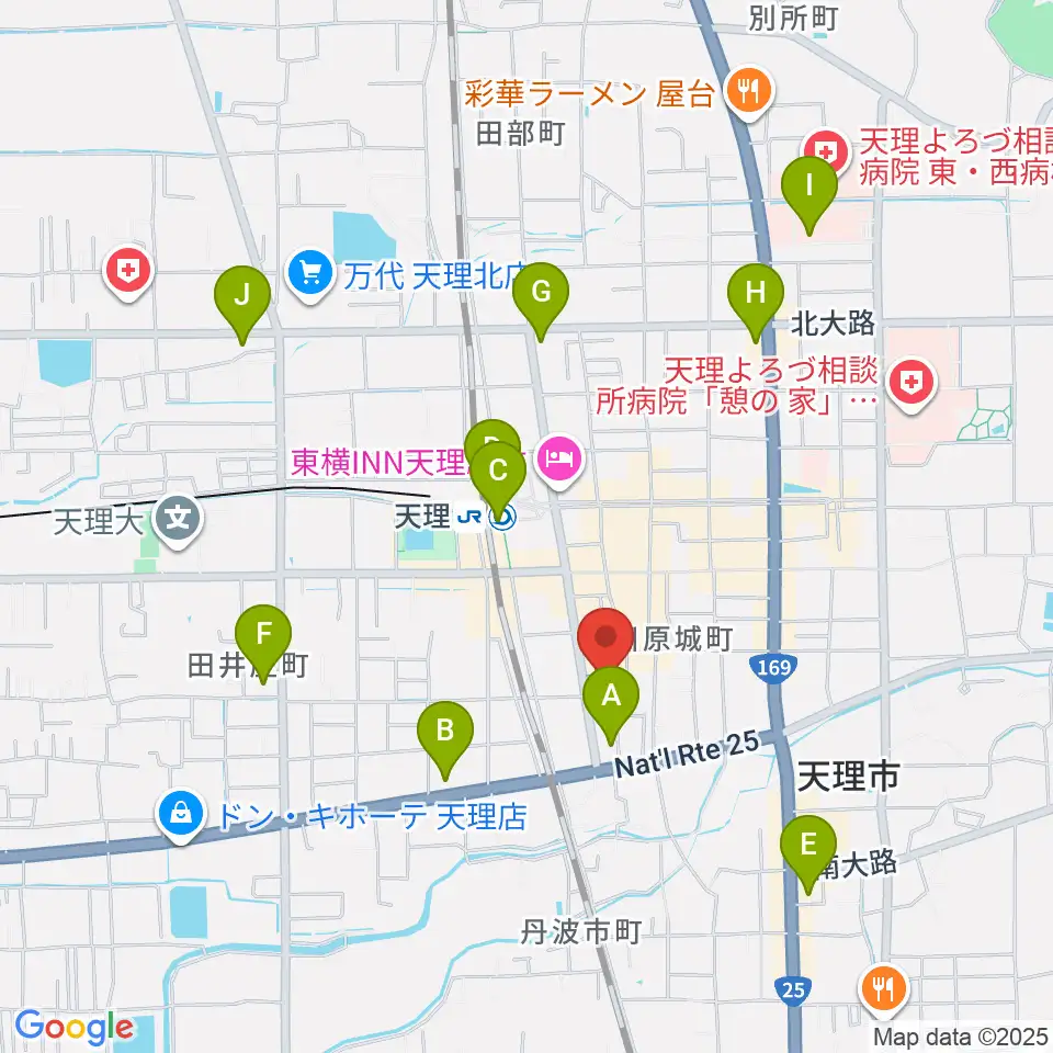 天理市民会館 やまのべホール周辺のコンビニエンスストア一覧地図