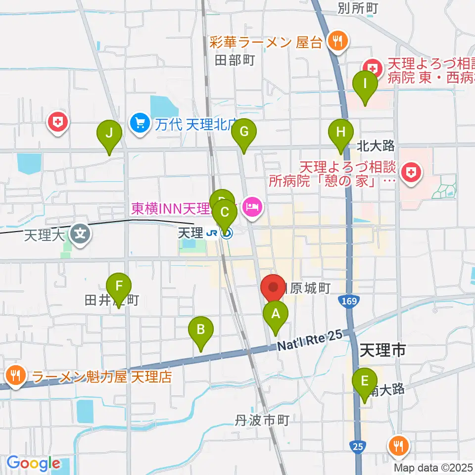 天理市民会館 やまのべホール周辺のコンビニエンスストア一覧地図