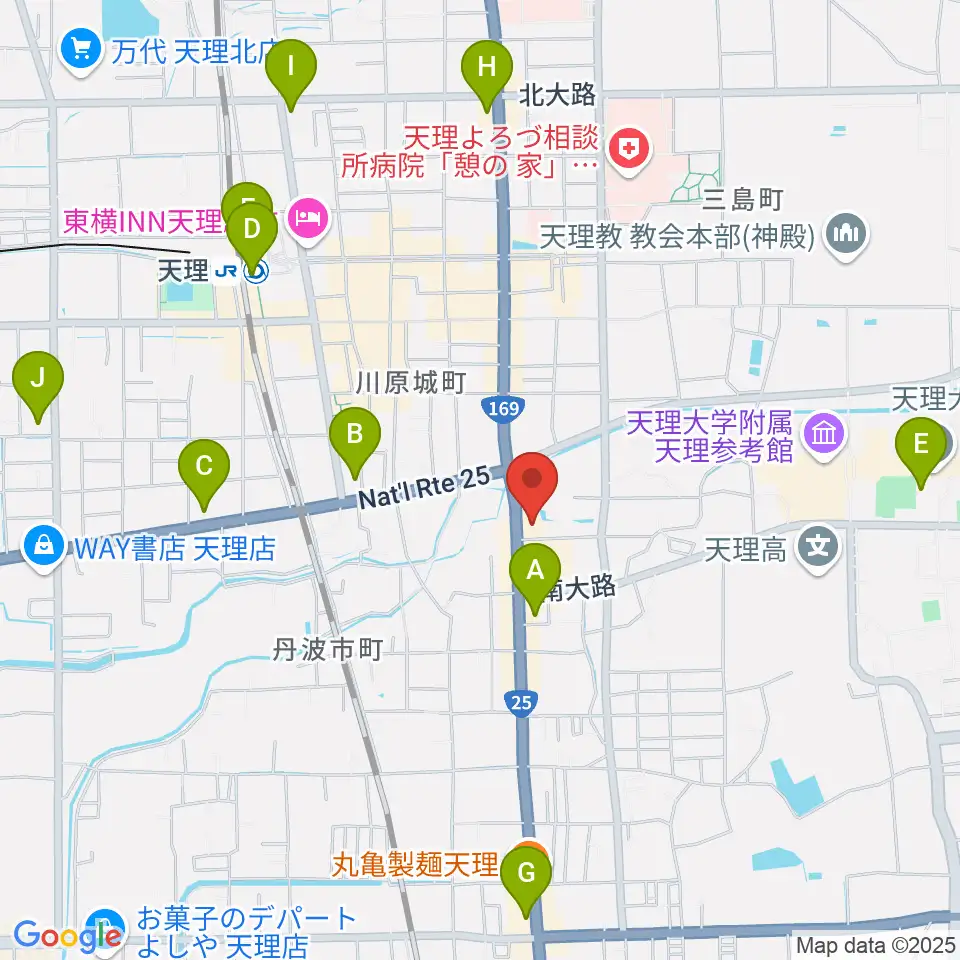 天理市文化センター周辺のコンビニエンスストア一覧地図