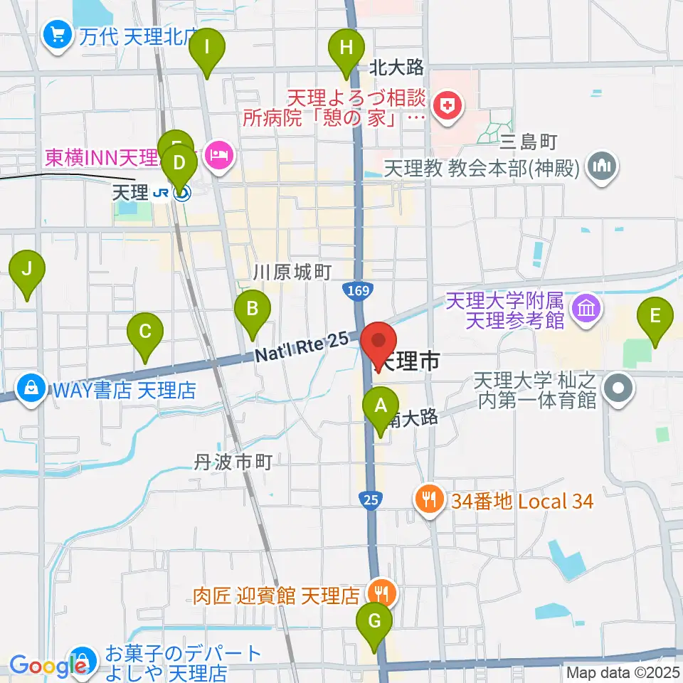 天理市文化センター周辺のコンビニエンスストア一覧地図